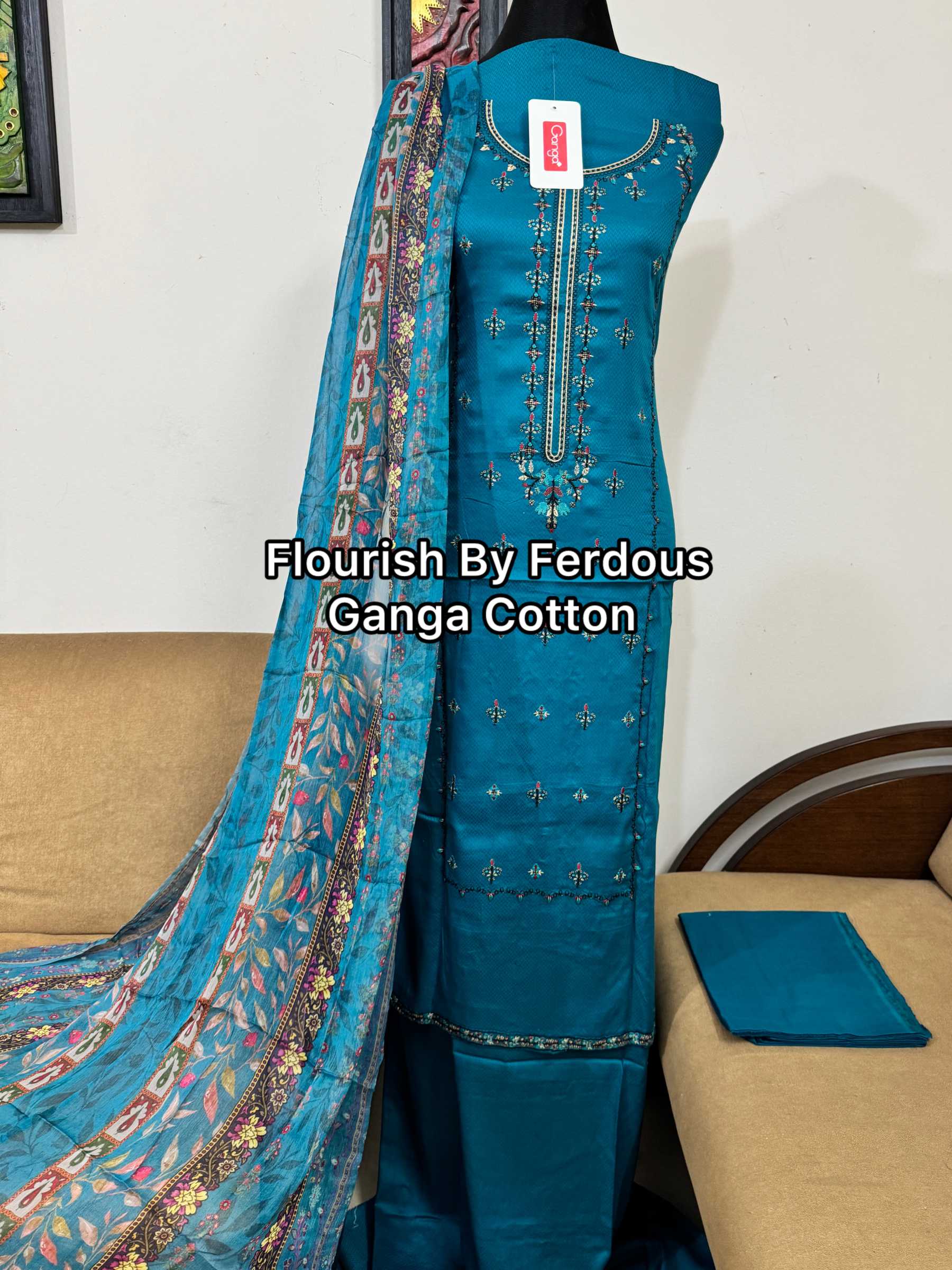 Indian Ganga Cotton Embroidered Dress